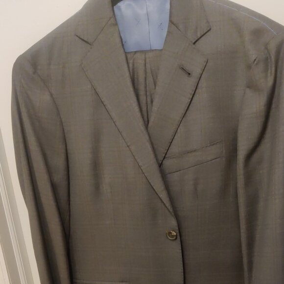Strong Suit 38S 31w charcoal plaid slim fit tailored soft tailoring 100% wool - Picture 1 of 13